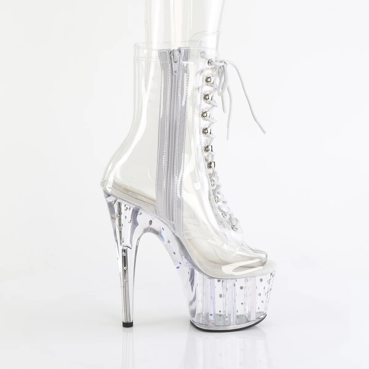 Clear 7 Inch Fetish Pole Ankle Boots -  Pleaser STARDUST-1021C-7 - Image 5