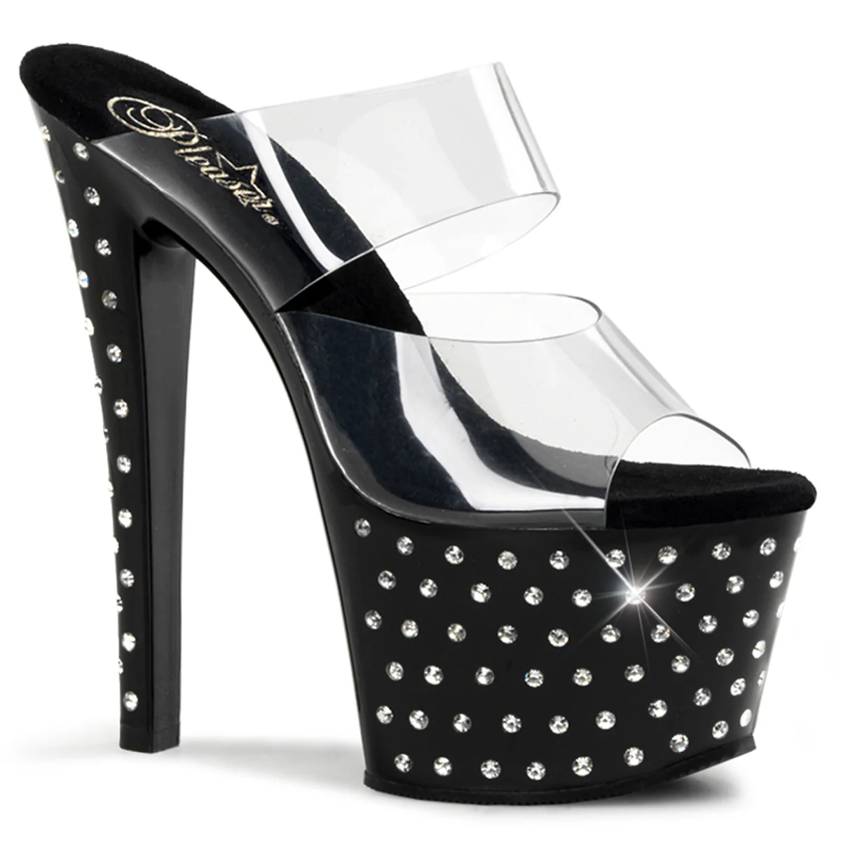Clear Black 7 Inch Fetish Pole Platform Shoes - Pleaser STARDUST-702 - Image 6