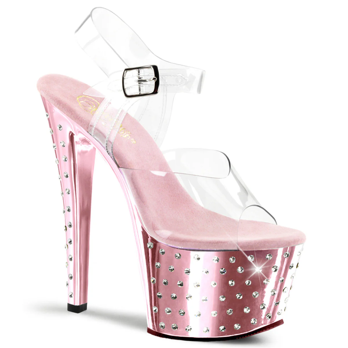 Baby Pink Chrome 7 Inch Exotic Dancing Platform Shoes - Pleaser STARDUST-708 - Image 6