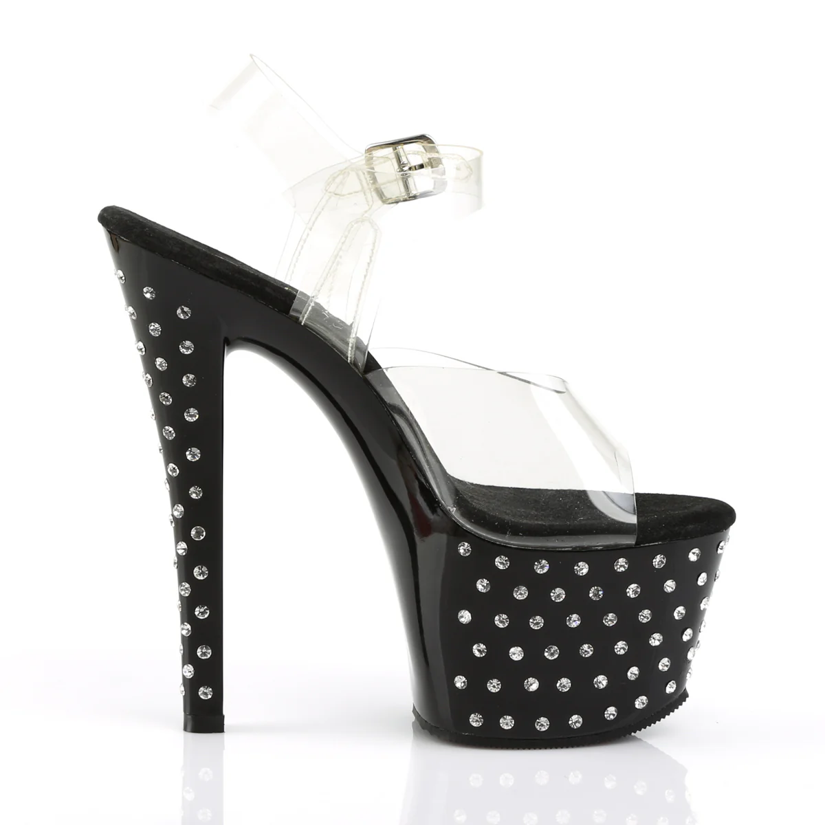Clear Black 7 Inch Fetish Pole Platform Shoes - Pleaser STARDUST-708 - Image 5