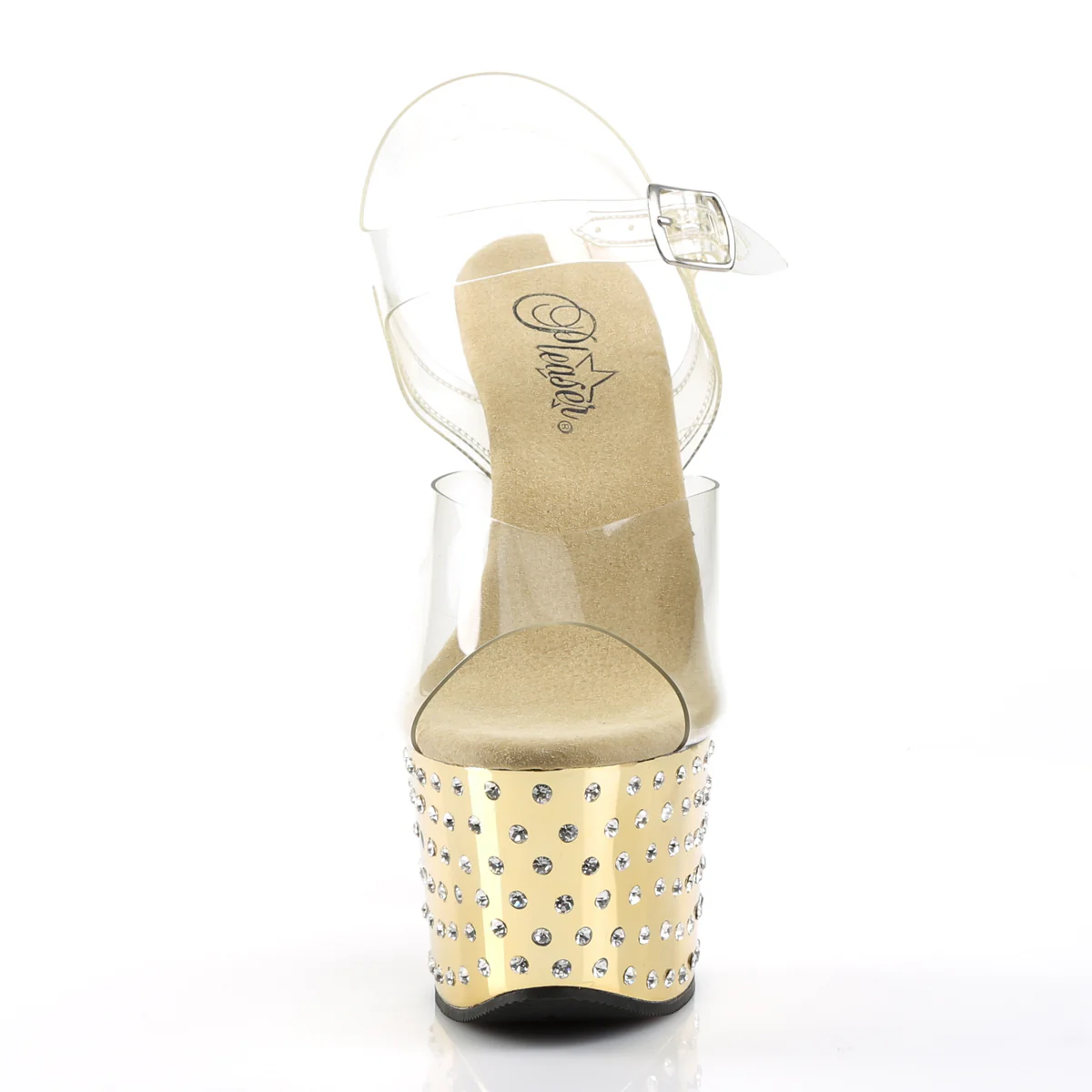Gold Chrome 7 Inch Pole Dancer Platform Shoes -  Pleaser STARDUST-708 - Image 2