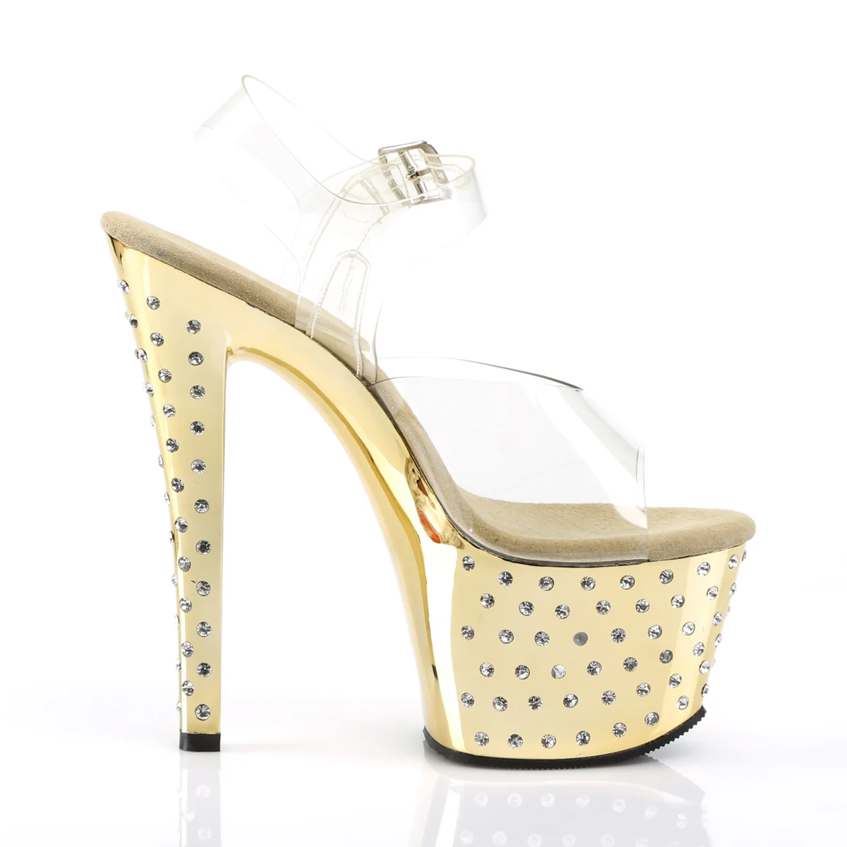 Gold Chrome 7 Inch Pole Dancer Platform Shoes -  Pleaser STARDUST-708 - Image 5