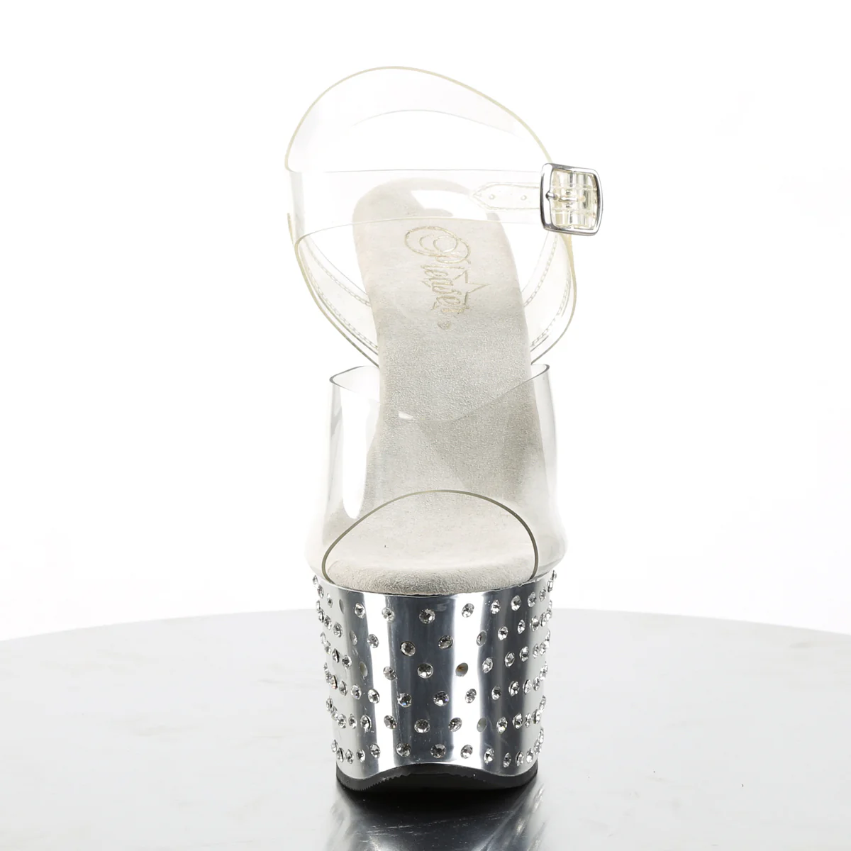 Silver Chrome 7 Inch Pole Dancer Platform Shoes - Pleaser STARDUST-708 - Image 2