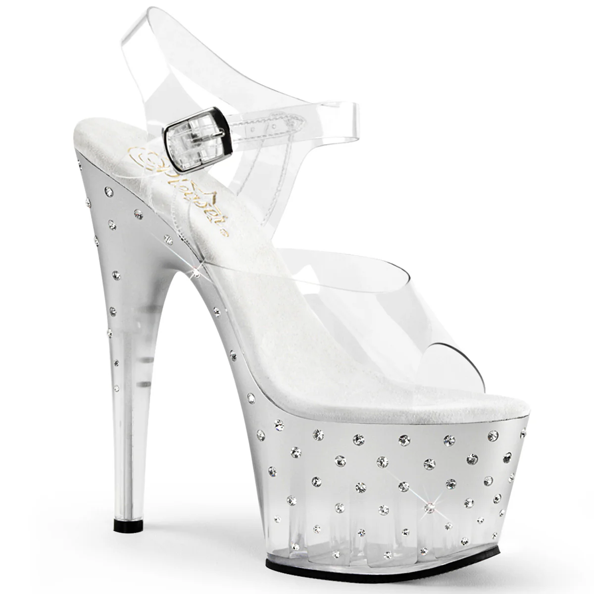 Clear Silver 7 Inch Exotic Dancing High Heels - Pleaser STARDUST-708T - Image 6