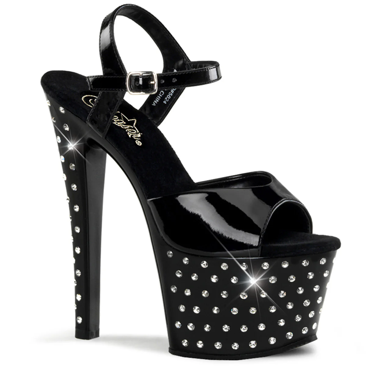 Black 7 Inch Pole Dancer High Heels -  Pleaser STARDUST-709 - Image 6