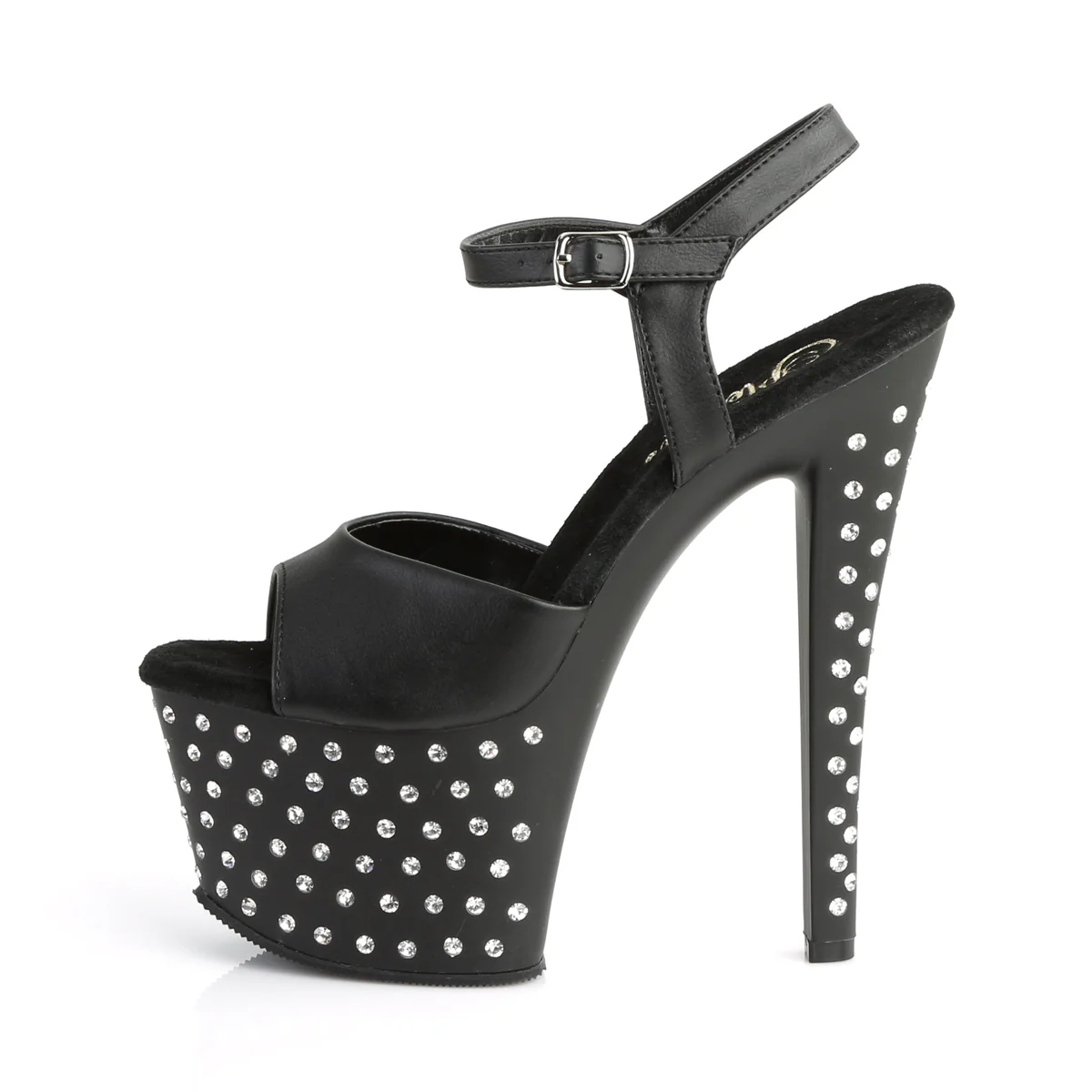 Black 7 Inch Fetish Pole High Heels - Pleaser STARDUST-709 - Image 3