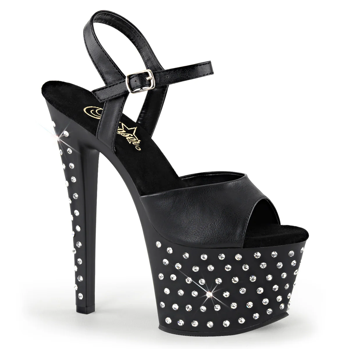 Black 7 Inch Fetish Pole High Heels - Pleaser STARDUST-709 - Image 6