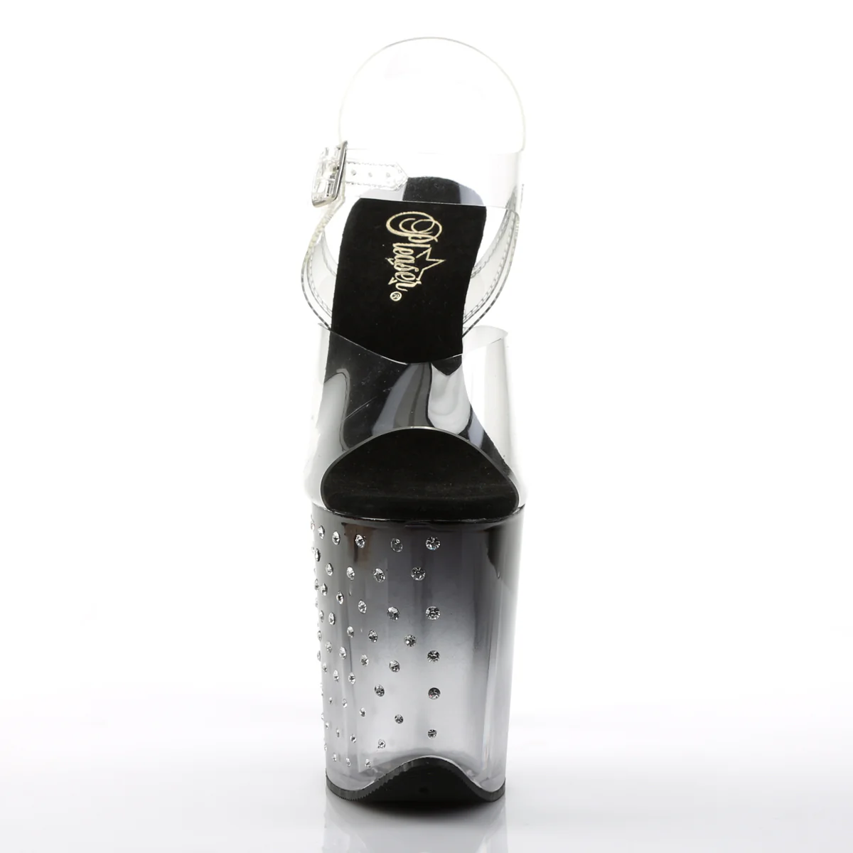Clear Black 8 Inch Fetish Pole Platform Shoes - Pleaser STARDUST-808T - Image 2