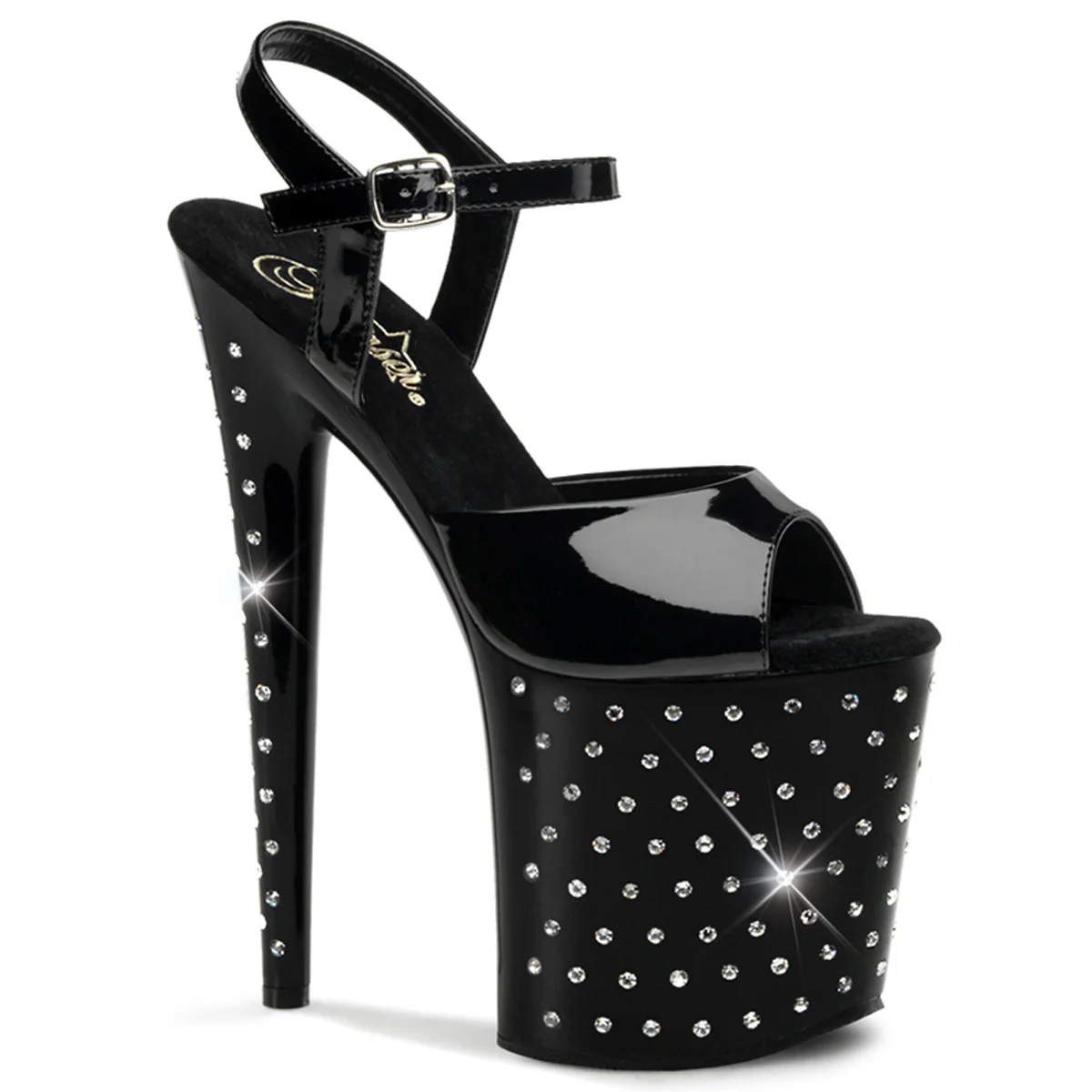 Black 8 Inch Pole Dancer Platform Shoes -  Pleaser STARDUST-809 - Image 6
