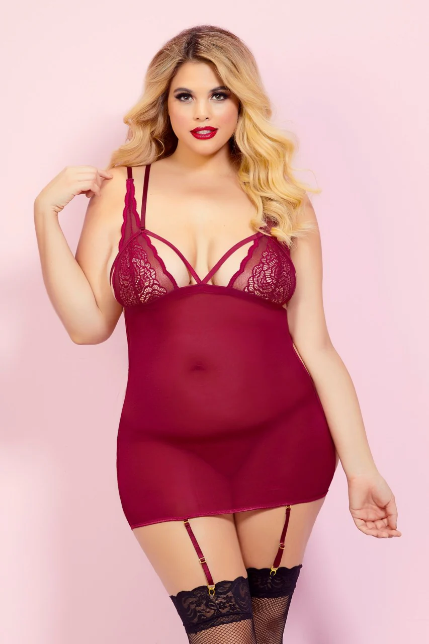 STM10791XP Sexy Lingerie Seven Til Midnight Brand SALE Floral Galloon Chemise