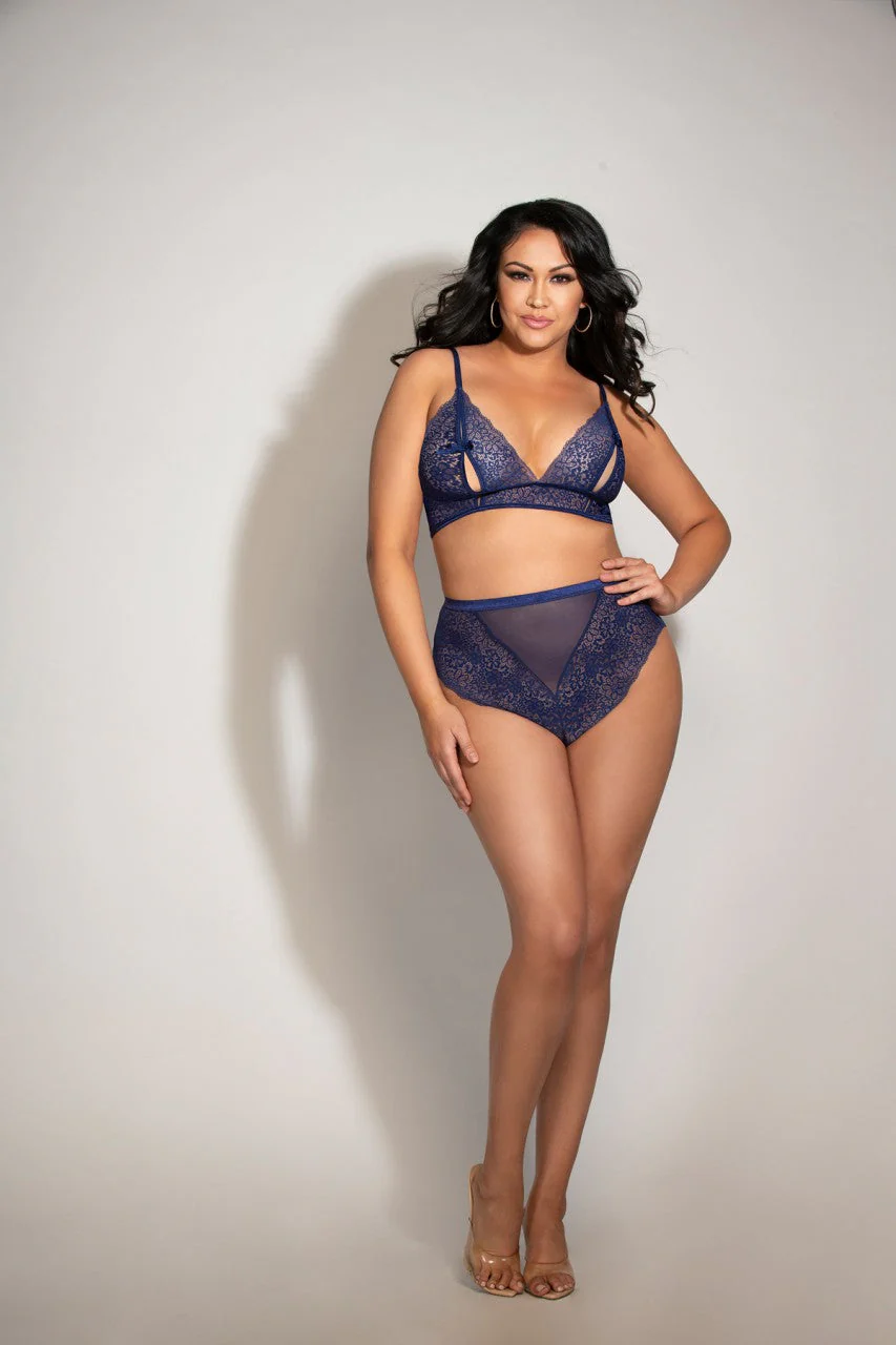 STM11293XP Seven Til Midnight Lace Bralette With Peek-a-boo Cups And High Waisted Panty Mauve - Image 2