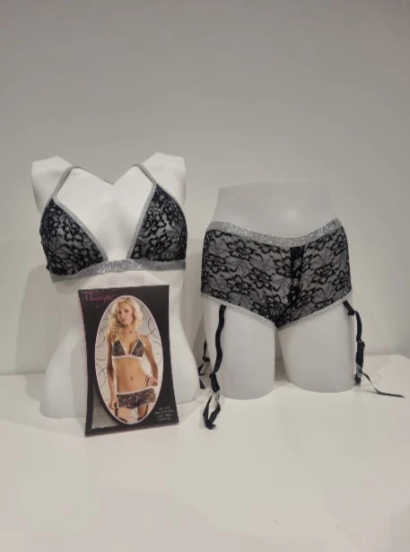 STM9011 Black Lingerie Hotpants Set