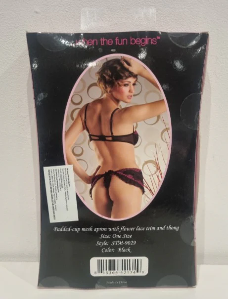 STM9029 Black Lingerie Chemise with Pink Trim - Image 2
