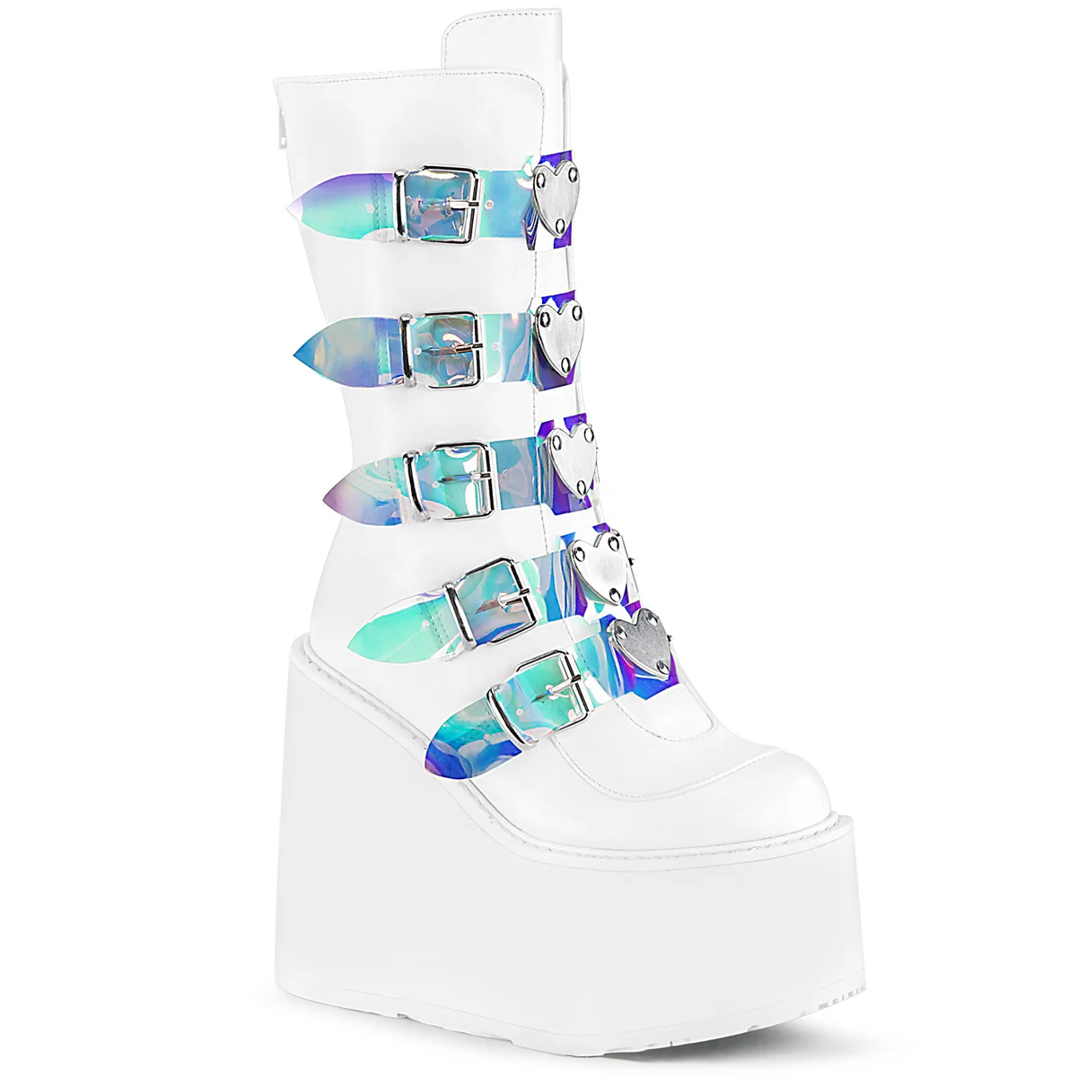 White  Alternative Knee High Boots -  Demonia Cult SWING-230 - Image 6