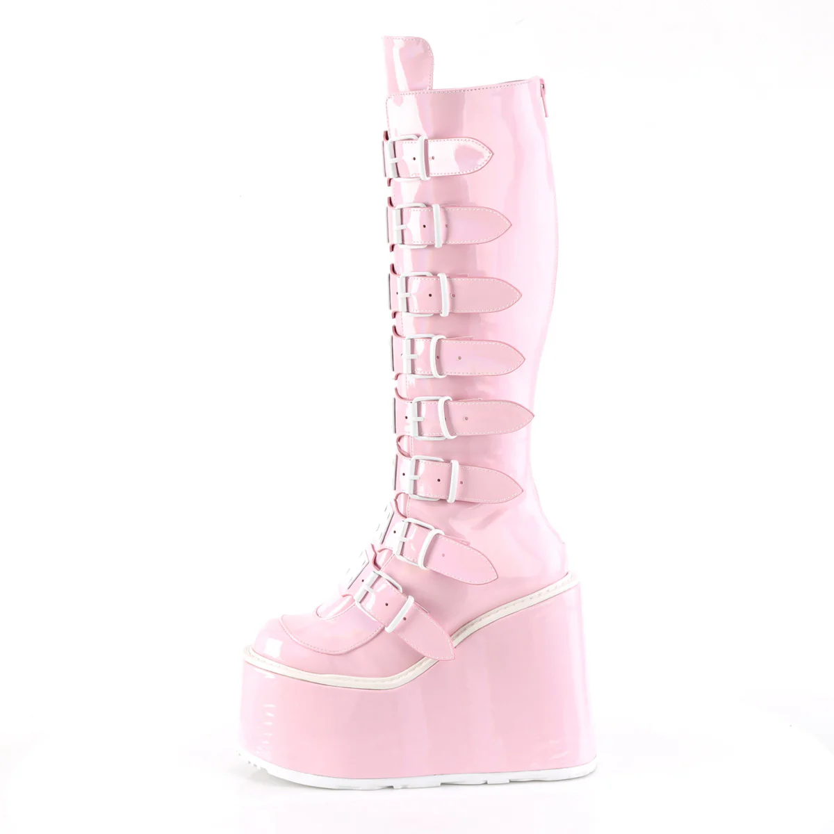 White  Alternative Knee High Boots -  Demonia Cult SWING-815 - Image 22