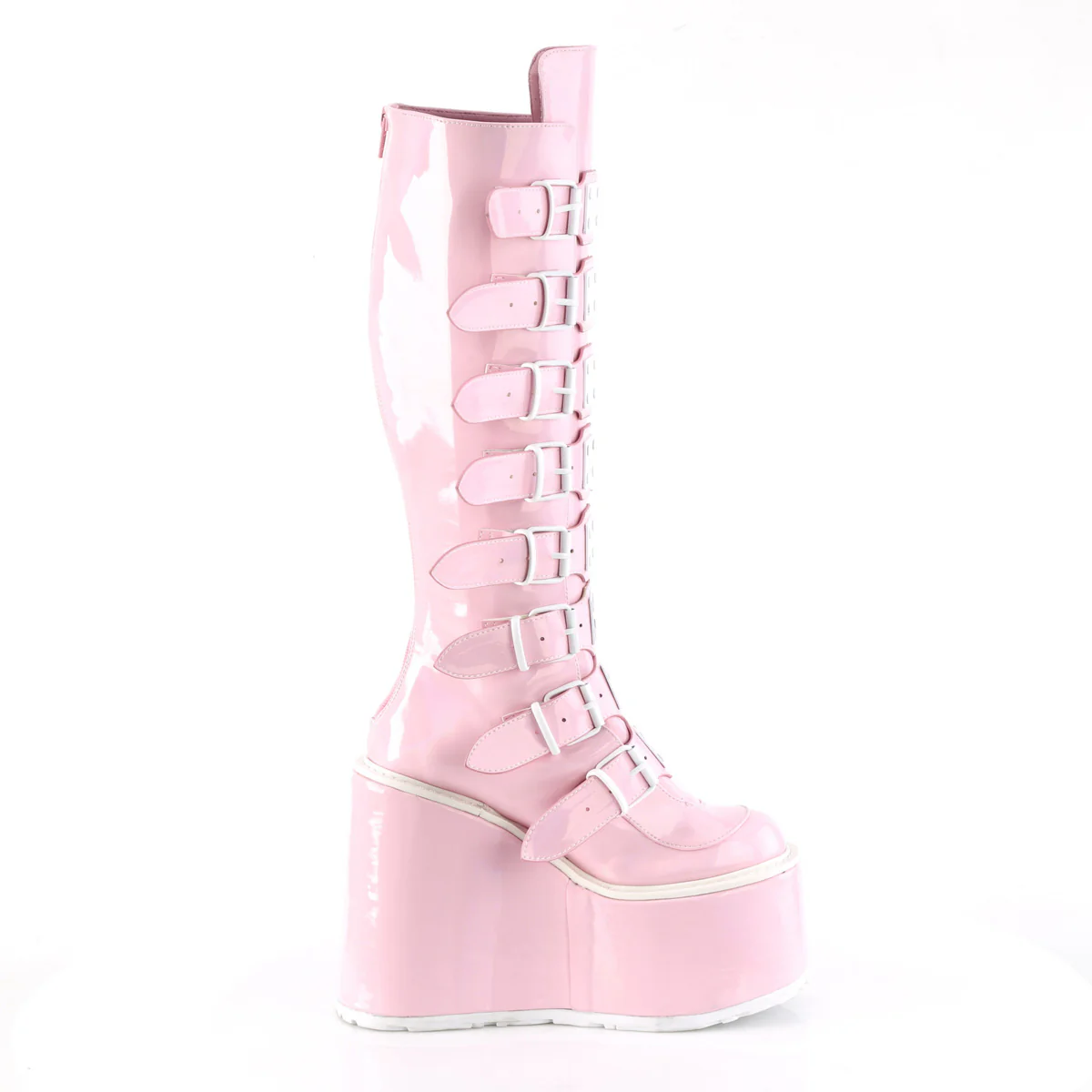 White  Alternative Knee High Boots -  Demonia Cult SWING-815 - Image 24
