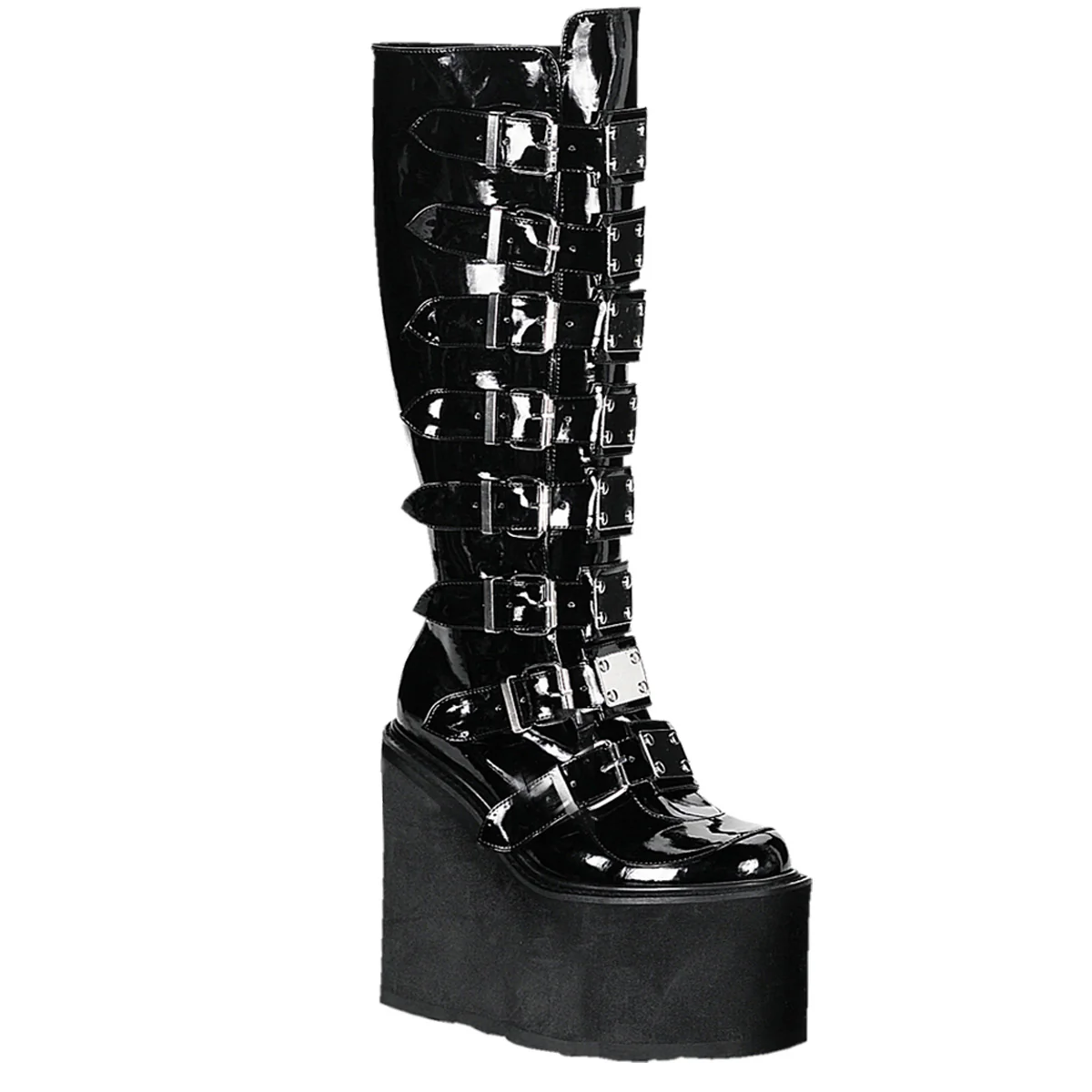 White  Alternative Knee High Boots -  Demonia Cult SWING-815 - Image 3