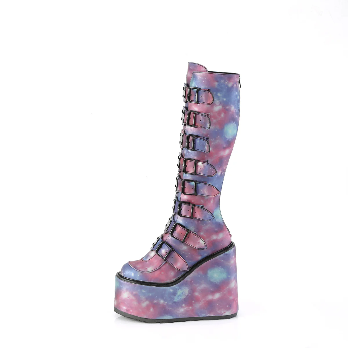 White  Alternative Knee High Boots -  Demonia Cult SWING-815 - Image 34