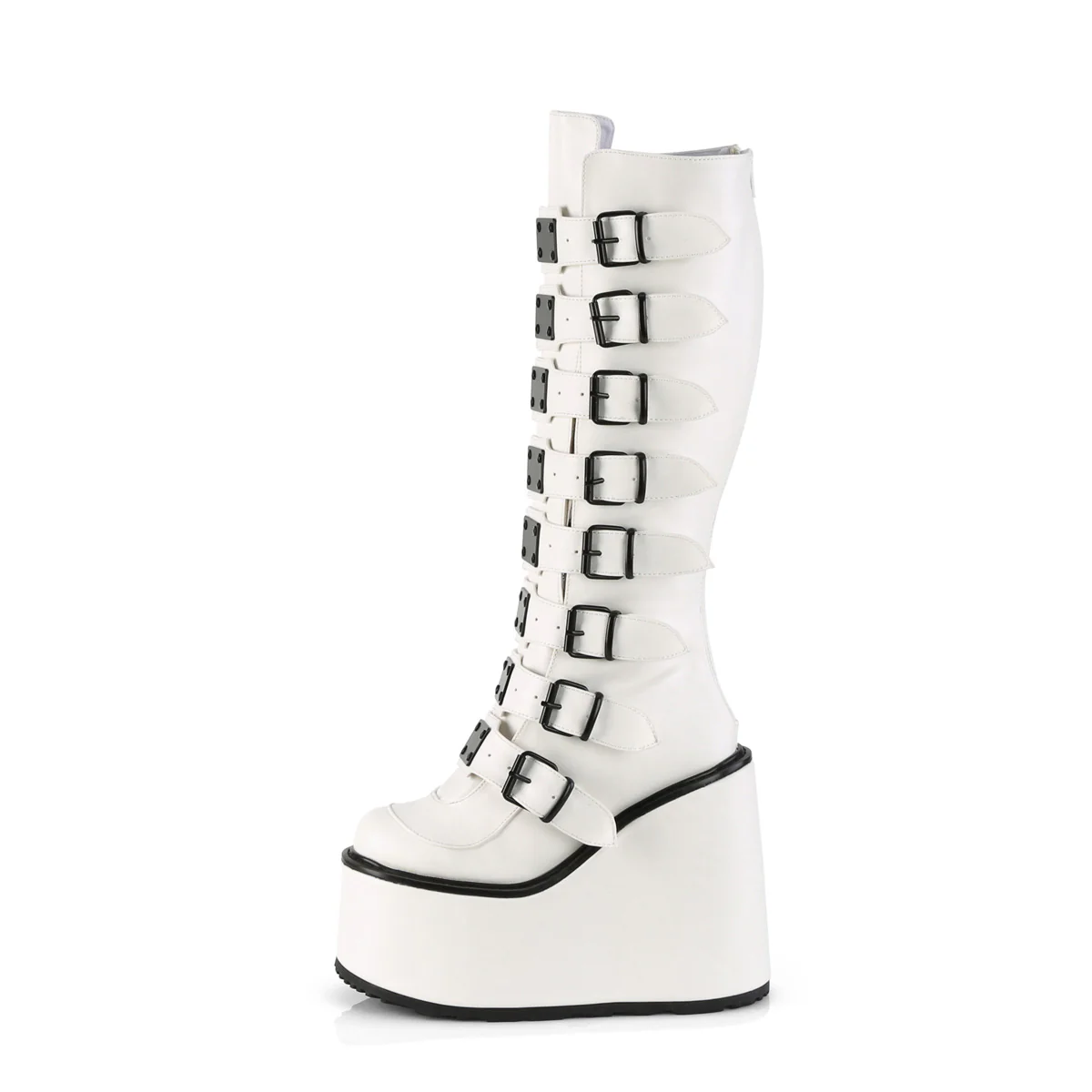 White  Alternative Knee High Boots -  Demonia Cult SWING-815 - Image 38
