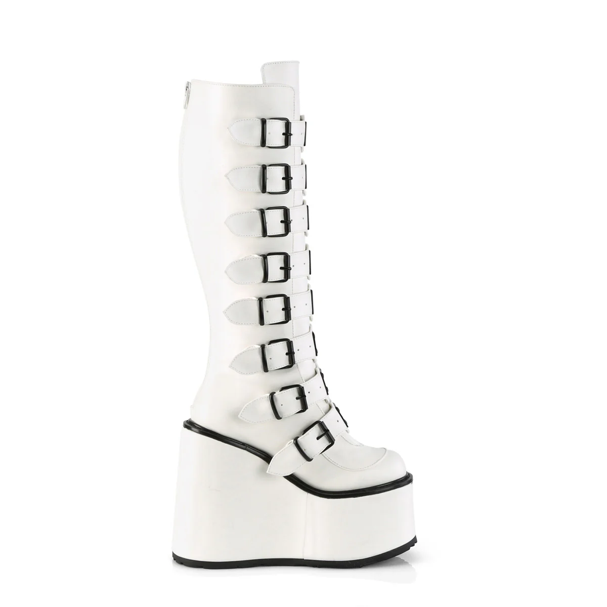 White  Alternative Knee High Boots -  Demonia Cult SWING-815 - Image 40