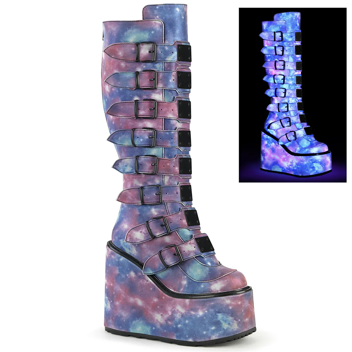White  Alternative Knee High Boots -  Demonia Cult SWING-815 - Image 7