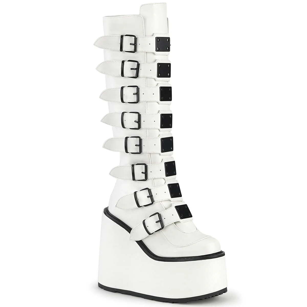 White  Alternative Knee High Boots -  Demonia Cult SWING-815 - Image 8