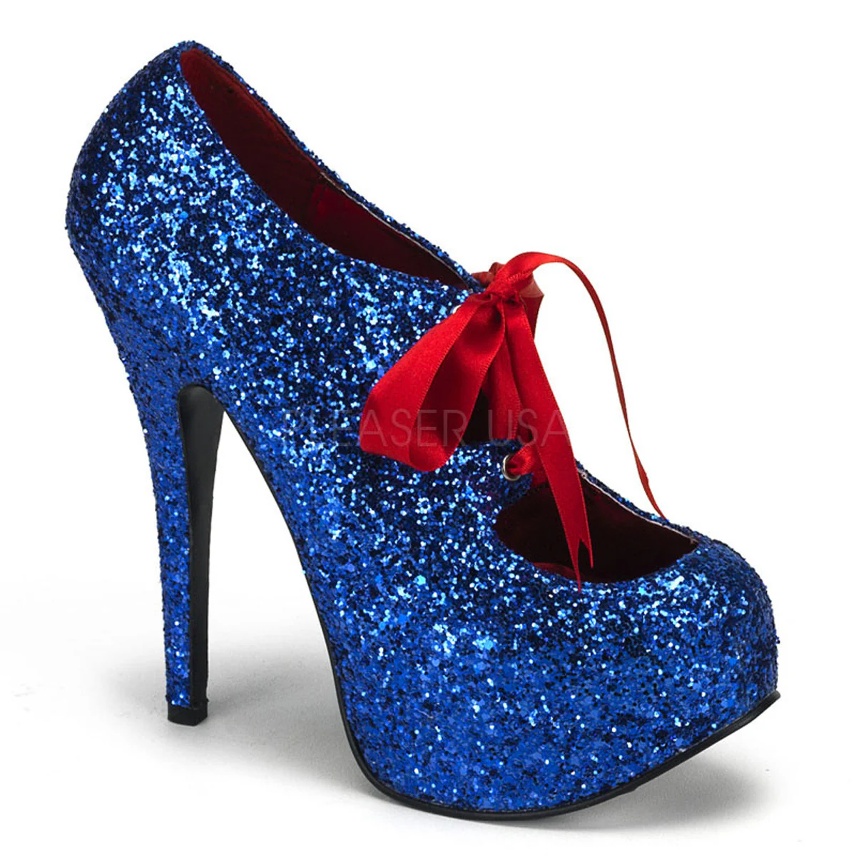 TEE10G Blue Glitter Burlesque Shoes