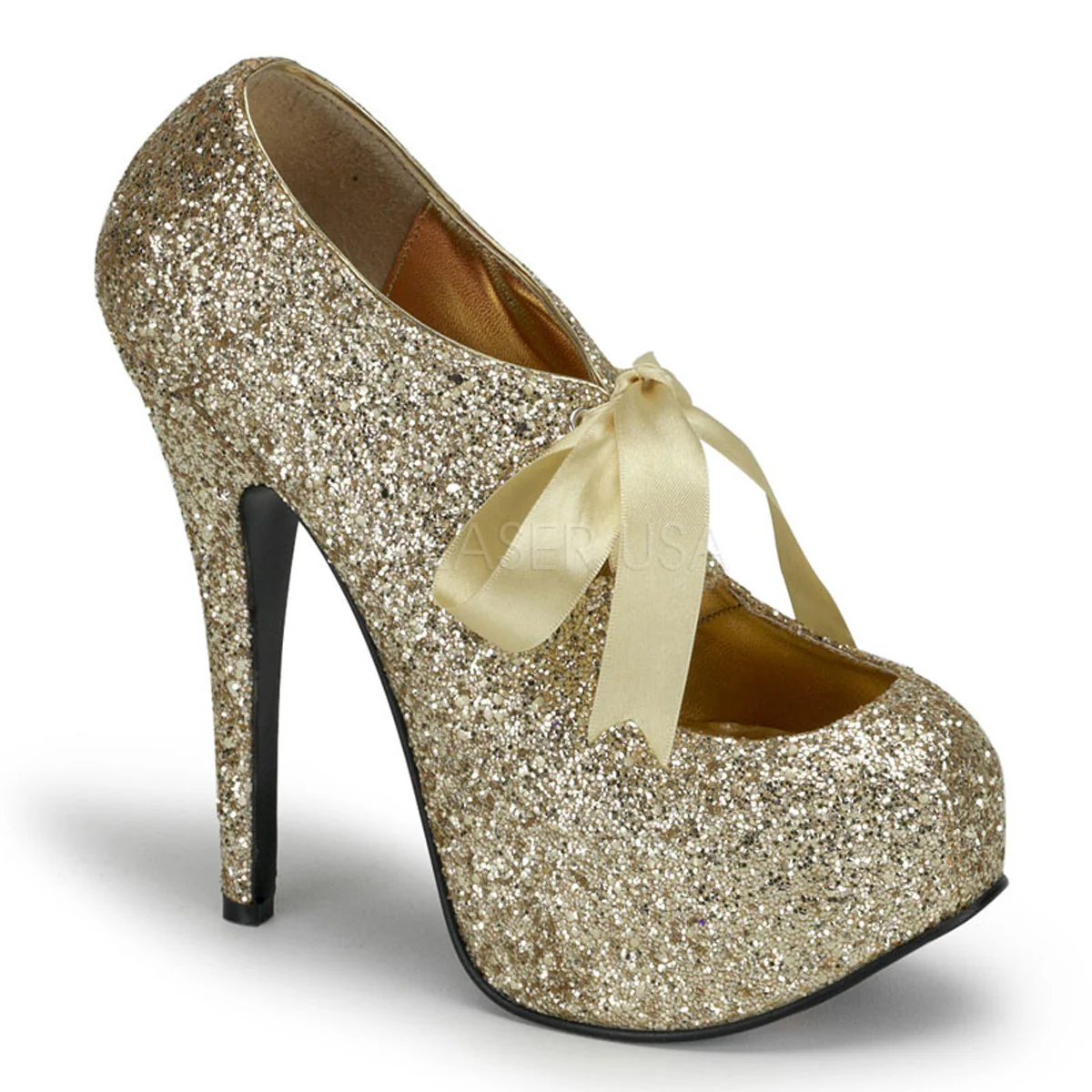 TEE10G Gold Glitter Burlesque Dancing Heels