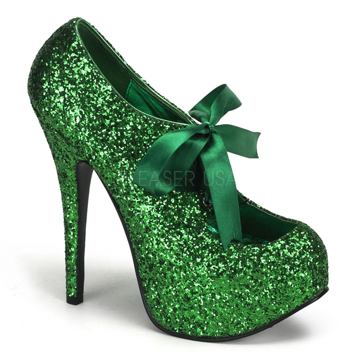 TEE10G Green Glitter Burlesque High Heels