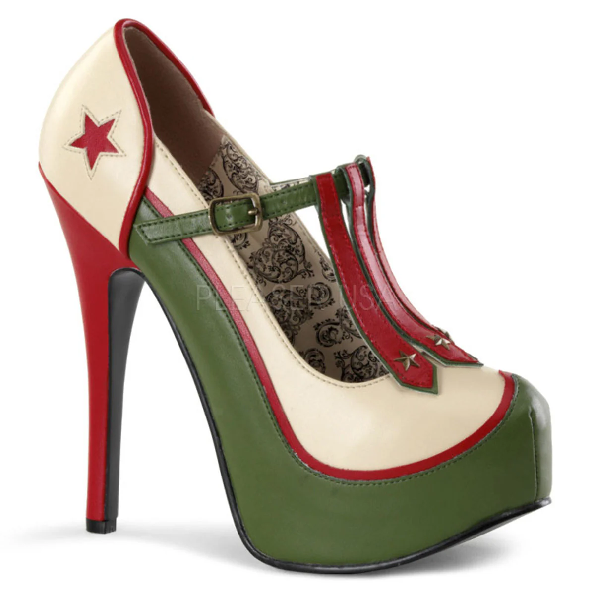TEE43 Army Pin Up Girl Fancy Dress Costume Heels