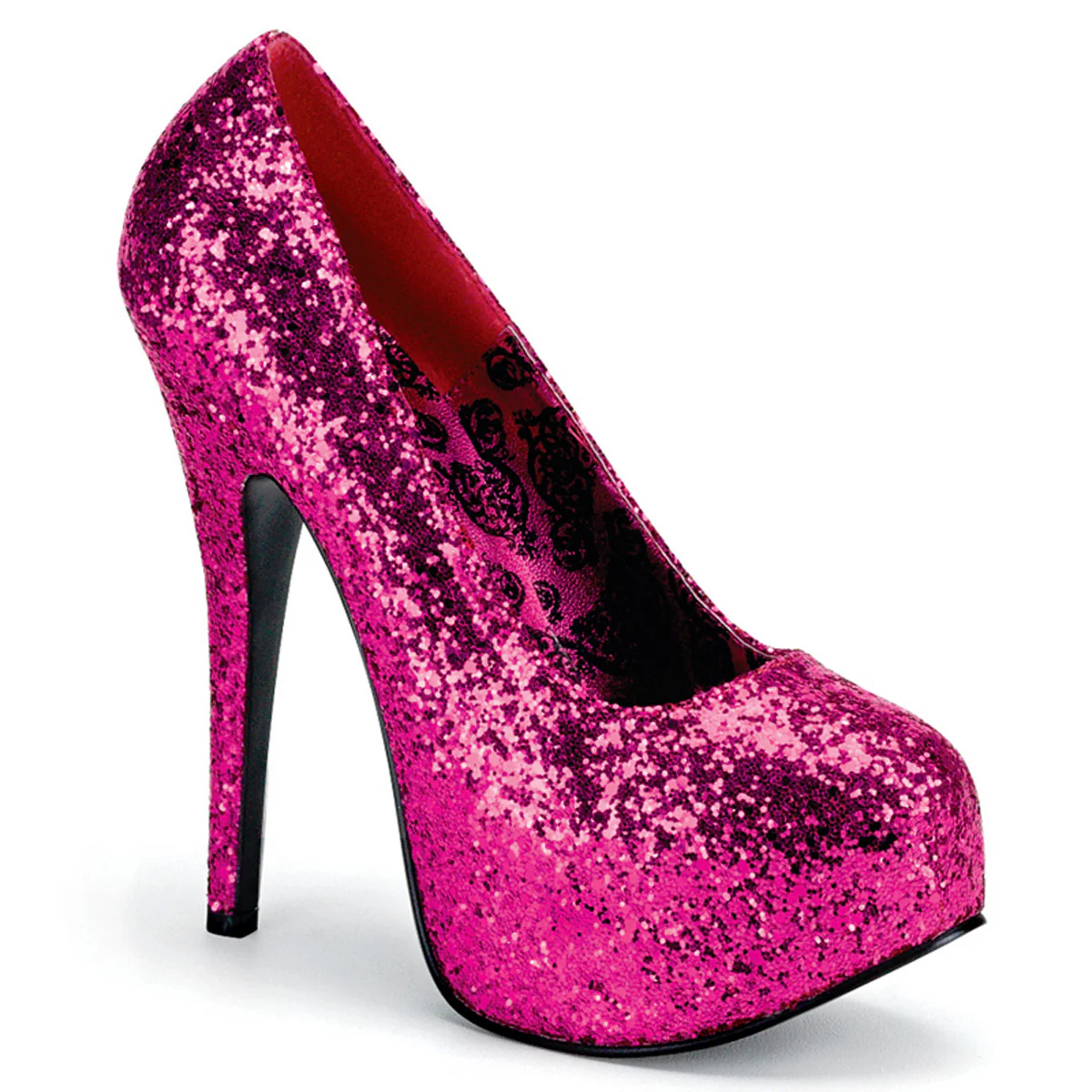 TEEZE-06G Hidden Platforms High Heel Pink Glitter Sexy Shoes - Image 2