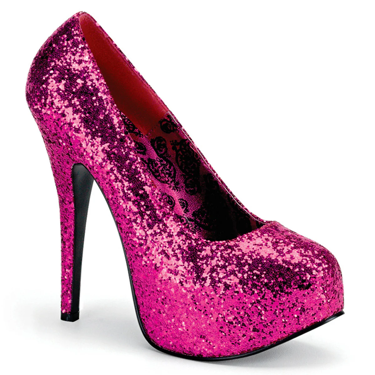 TEEZE-06GW Large Size Ladies Shoes 6" Heel Hot Pink Glitter Platform Shoe - Image 5