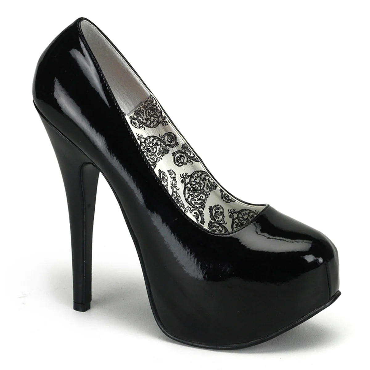 TEEZE-06W Large Size Ladies Shoes 6 Inch Heel Black Patent Platform Shoes - Image 6