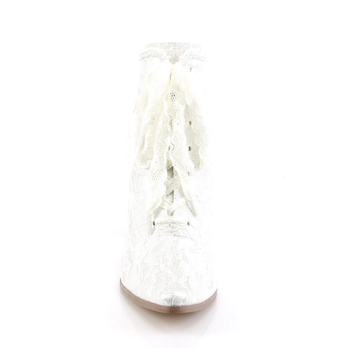 Ivory Satin 2.8 Inch Wedding Boots - Fabulicious VICTORIAN-30 - Image 2