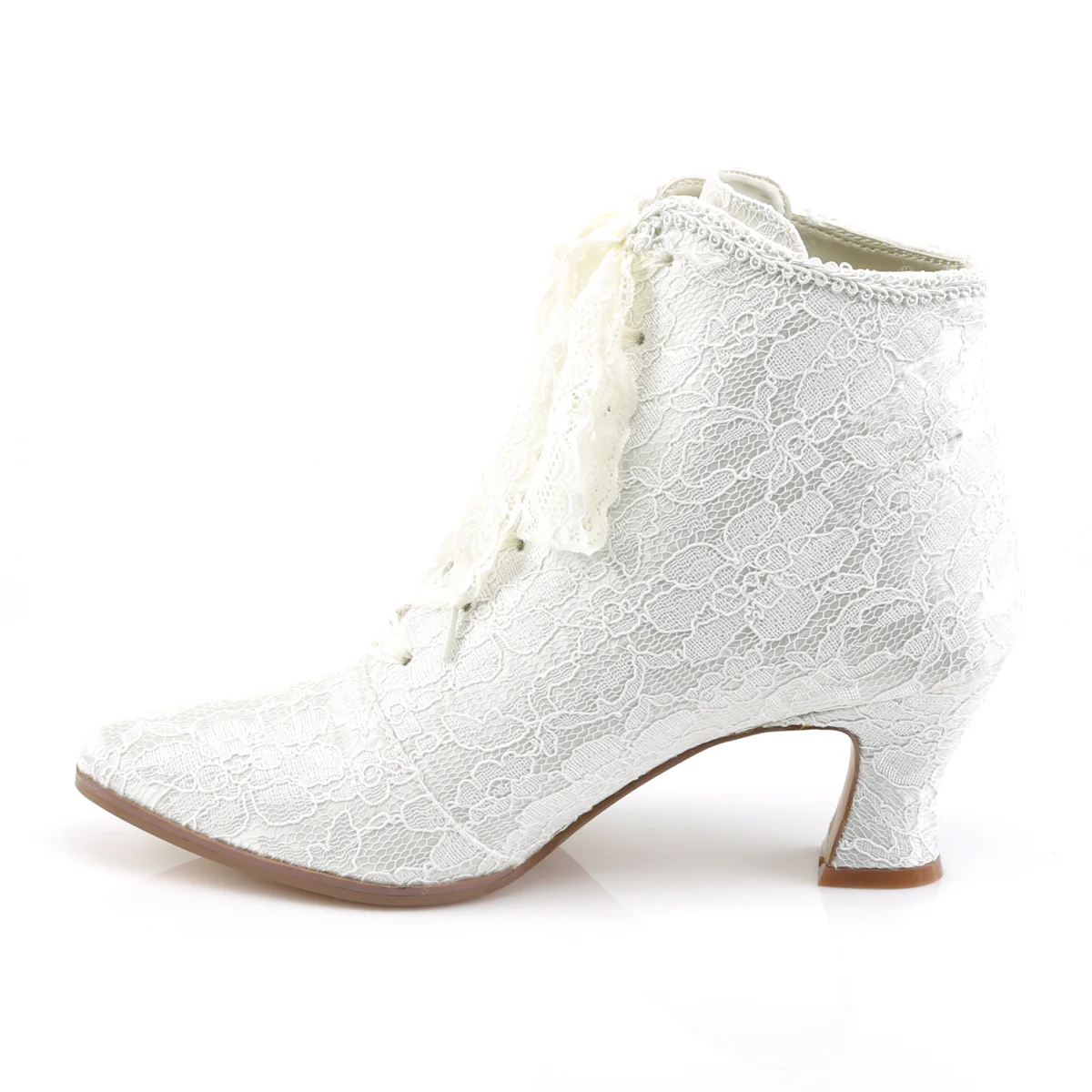 Ivory Satin 2.8 Inch Wedding Boots - Fabulicious VICTORIAN-30 - Image 3