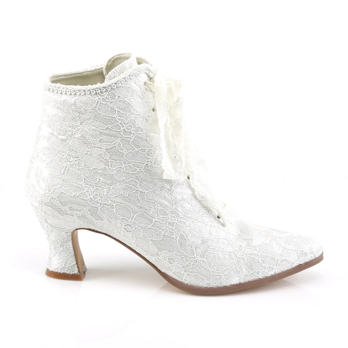 Ivory Satin 2.8 Inch Wedding Boots - Fabulicious VICTORIAN-30 - Image 5