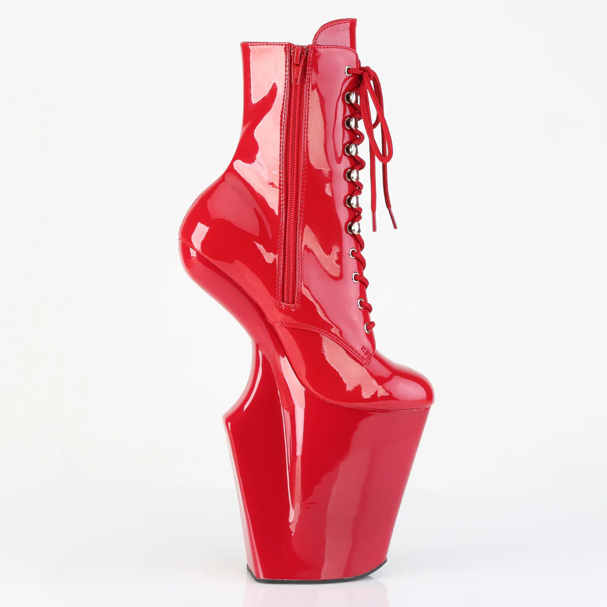 Red 10 Inch Pole Dancer Ankle Boots - Pleaser WORSHIP-1020 - Image 5
