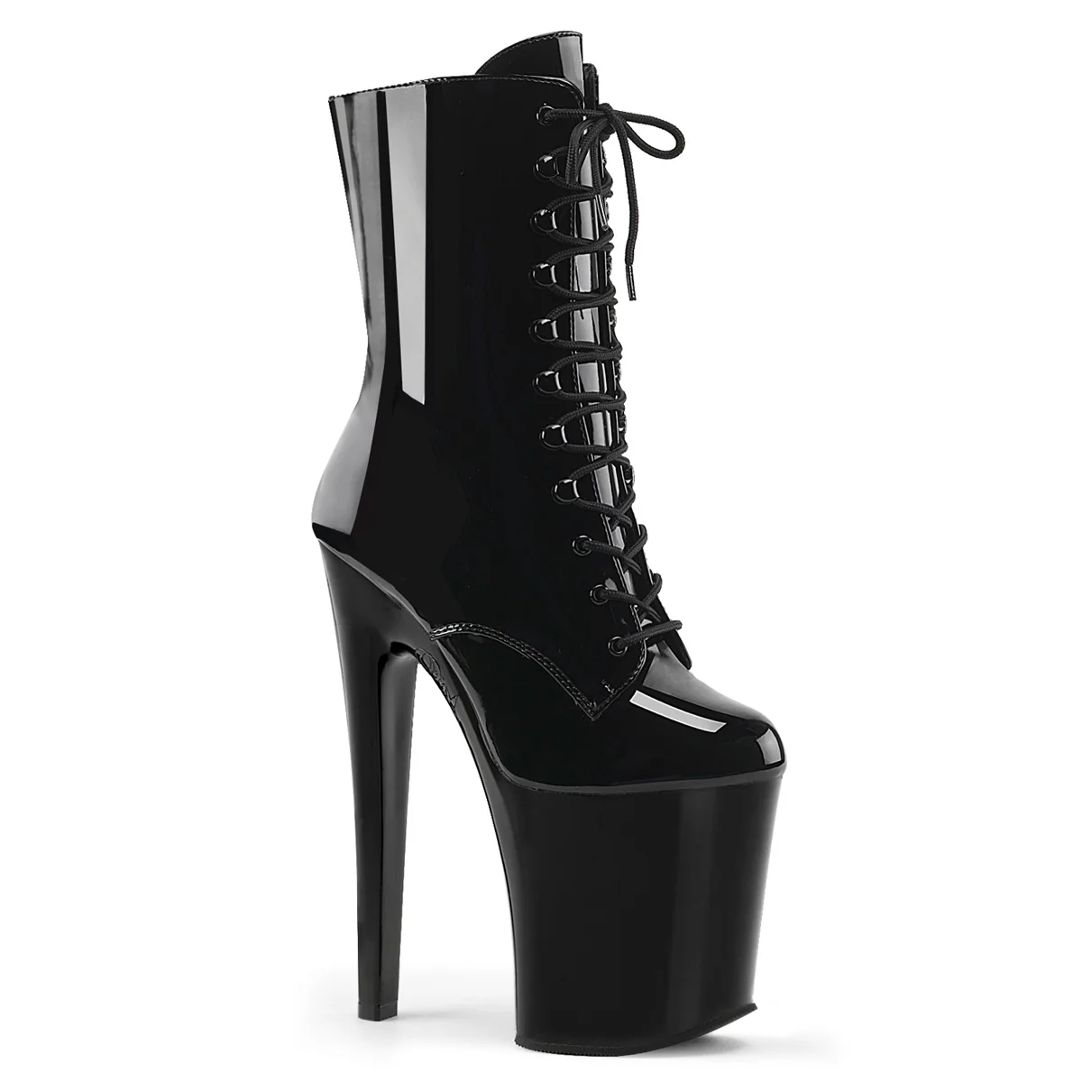 Black 8 Inch Platform Pole Ankle Boots -  Pleaser XTREME-1020 - Image 6