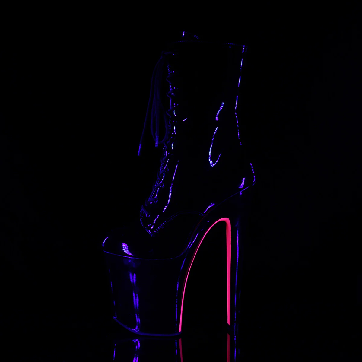 Black Hot Pink 8 Inch Pole Dancer Ankle Boots - Pleaser XTREME-1020TT - Image 3