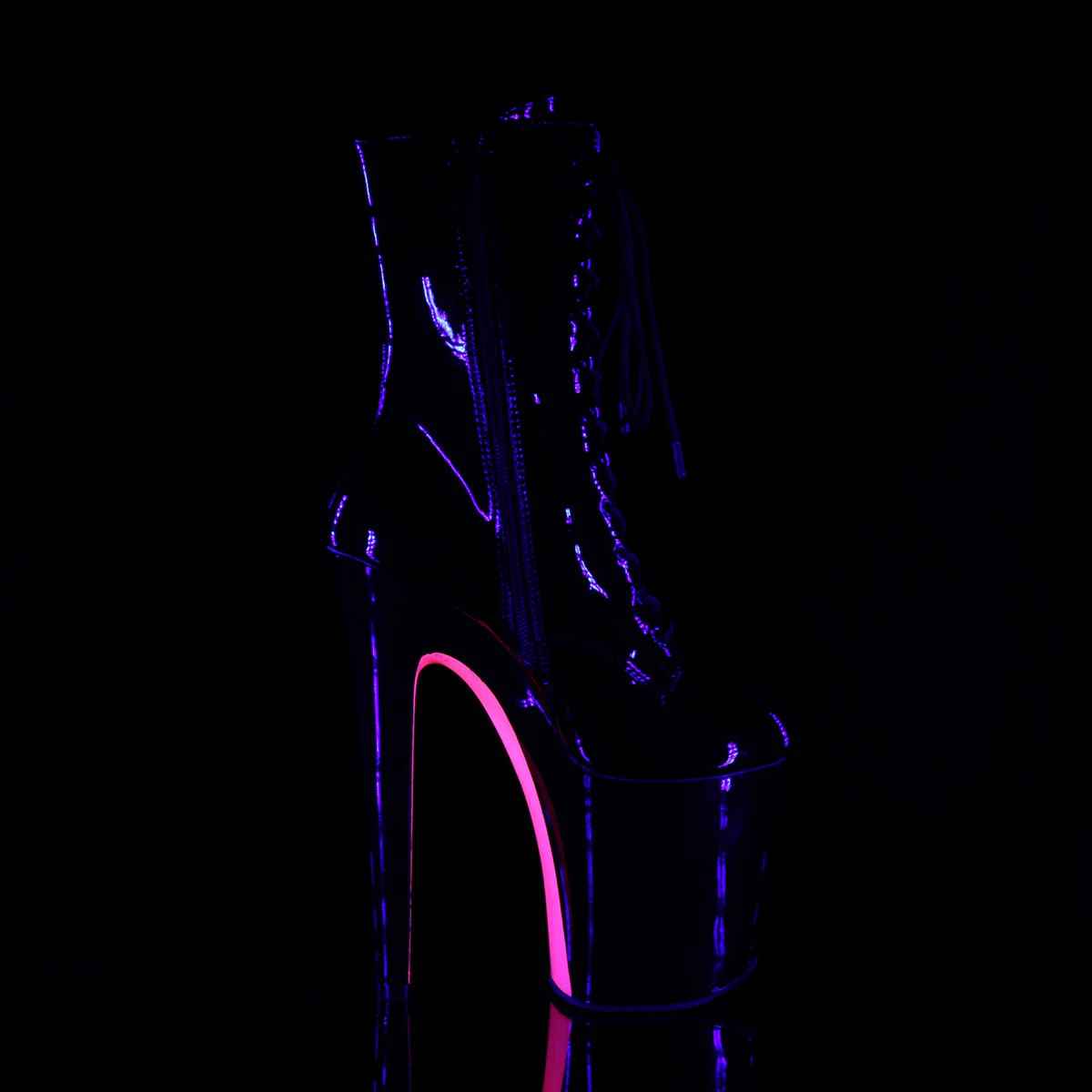 Black Hot Pink 8 Inch Pole Dancer Ankle Boots - Pleaser XTREME-1020TT - Image 5