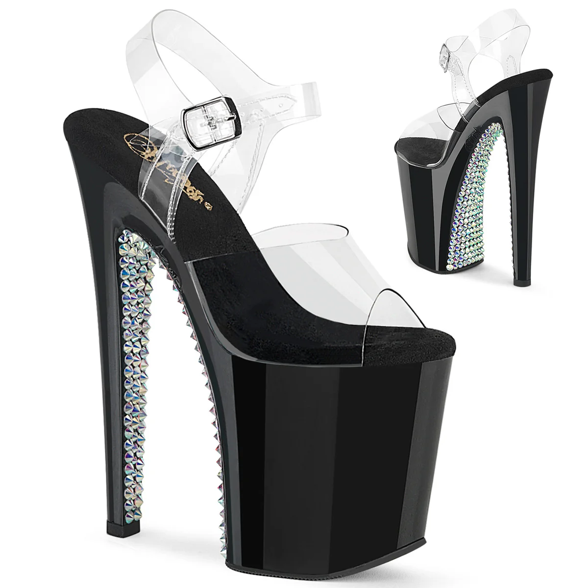 Black Silver 8 Inch Exotic Dancing Platform Shoes - Pleaser XTREME-808SPRS