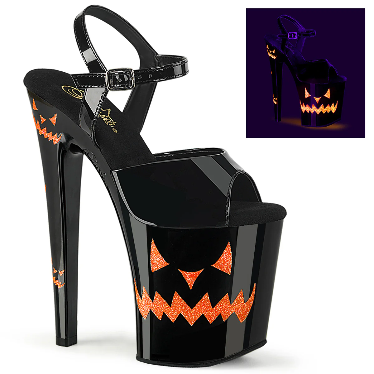 Black Orange 8 Inch Exotic Dancing Platform Shoes - Pleaser XTREME-809JOL