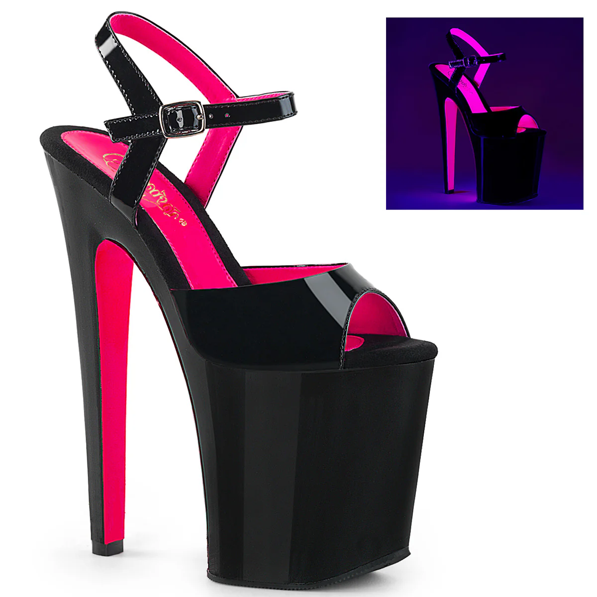 Black 8 Inch Pole Dancer Platform Shoes - Pleaser XTREME-809TT - Image 6
